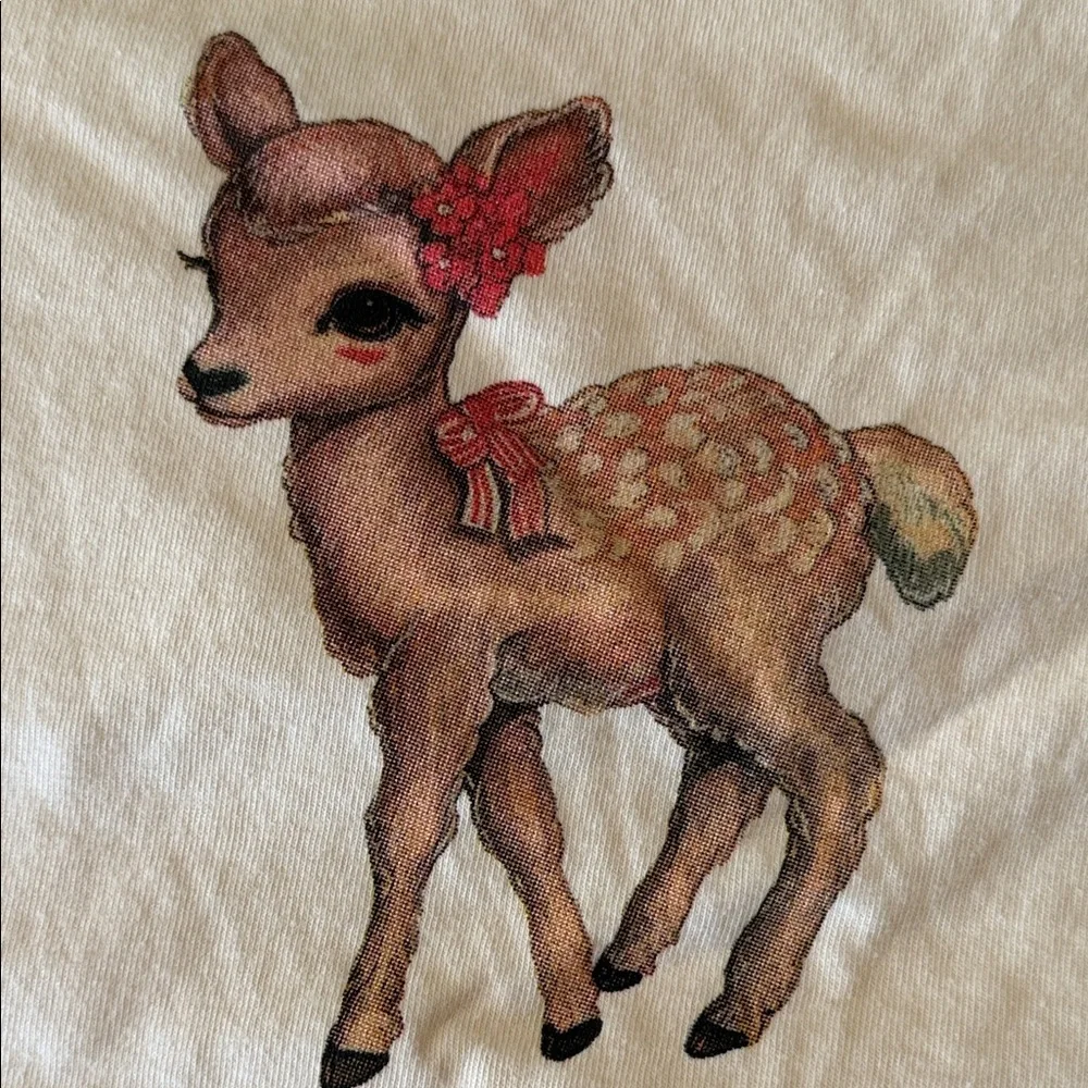 Dressed in Lala Women’s Cream Deer Print T-Shirt - Picture 4 of 4